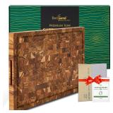 BEEFURNI Teak Wood End Grain Cutting Board (XL, 24x17x1.5\"), Extra Large Wooden Cutting Boards for Kitchen, Serving & Charcuterie Boards, Premium Wood Cutting Board, Christmas Gifts, 1-Year Warranty 
