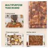 BEEFURNI Teak Wood End Grain Cutting Board (XL, 24x17x1.5\"), Extra Large Wooden Cutting Boards for Kitchen, Serving & Charcuterie Boards, Premium Wood Cutting Board, Christmas Gifts, 1-Year Warranty 