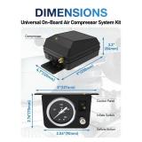 Onboard Air Compressor Kit for Air Bag Suspension, In-Cab Control System with On/Off Switch, 12V, 1/4\" Air Line, Universal AirBag Compressor kit for Ford, Chevrolet Silverado, GMC Sierra, Dodge Ram -