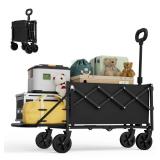 Canpsky Small Collapsible Wagon with Tailgate, Ultra-Compact & Folding Wagon with 350lbs Capacity, Lightweight Portable Utility Wagon Cart for Shopping Camping Sports Garden (Black) - Retail: $47