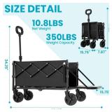 Canpsky Small Collapsible Wagon with Tailgate, Ultra-Compact & Folding Wagon with 350lbs Capacity, Lightweight Portable Utility Wagon Cart for Shopping Camping Sports Garden (Black) - Retail: $47