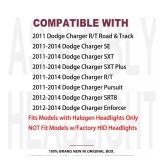 OE Style Headlight Assembly Set For 2011 2012 2013 2014 Dodge Charger R/T SE SRT8 SXT Plus Persuit Sedan Replacement Headlamps Chrome Housing Amber Reflector Driver&Passenger Side CH2503232 CH2502232 