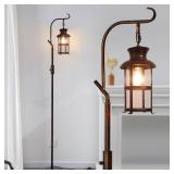 Asmymhd Vintage Dimmable Floor Lamp,Classical Lanterns Standing Lamp, Rustic Farmhouse Floor Lamp with Red Copper Finish, for Living Room Bedroom,Bar,Basement - Retail: $70