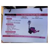 Unused All Electric Pallet Truck - 4400lb capactiy, 3 mph walking speed