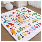 TreeBud Baby Play Mat - Thicken 71x59 Inch Soft Foam Crawling Mat for Playpen & Floor, Non-Slip Waterproof Playmats for Infants & Toddlers, Portable Foldable & Machine Washable, Dinosaur & Letters