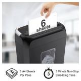 Bonsaii Paper Shredder for Home Use, 3.4 Gal Wastebasket, 6 Sheet Crosscut Paper Credit Cards, Staples, and Clips Shredder for Home Office Use, Portable Handle Design (C237-B New Version)