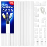 Delamu Cord Hider, 157in Wire Covers for Cords on Wall, Premium Cable Hider Cord Covers for Wires, Cable Management Wire Hiders for TV, Cable Raceway Kit, W0.95 H0.55in, White