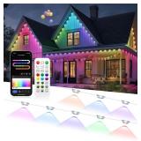 lemonlovely Permanent Outdoor Lights, 200ft RGB+IC Smart Outdoor Lights for House with 100 LED, IP67 Waterproof LED Light for Outdoor Decorations, Work with Remote, APP