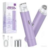 NIPOO Bikini Trimmer for Women, Dual Head Face Shaver Body Hair Trimmmer, IPX7 Waterproof Womens Electric Razor for Legs, Purple