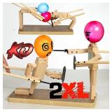 Handmade Wooden Fencing Puppets Toys , Whack A Balloon Strategy Board Game,Balloon Bamboo Man Battle Pre Assembled, Challenge Friends , Game Night Favorite ,Party Games for Groups (with 200 Balloons)