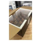 Military Challenge Coin Display Case - Wood Grain Finish Top Cover is Cracked