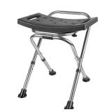 Height Adjustable Folding Shower Chair Seat, Stainless Steel Small Shower Chair for Inside Shower with,400lbs Portable Travel Shower Stool,Safety Anti-Slip Bath Chair for Seniors(Black)