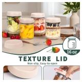 SECLENT Overnight Oats Containers with Lids, 16oz Glass Storage Containers with Lids, Wide Mouth Mason Jars, Glass Jars with Airtight Lids for Salad, Yogurt, Chia Seed, Pudding, Meal Prep 6-Pack