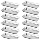 KOHAND 12 Pack 201 Stainless Steel Metal Tray, Metal Surgical Tray, Rectangular Silver Metal Trays for Lab Instrument, 8.8 x 4.6 x 0.79 Inch