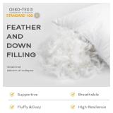 SAVORI Set of 2 Down and Feather Throw Pillow Inserts 12x20 Soft Fluffy Pillow Inserts with 100% Down-Proof Cotton Cover, Decorative Square Cushion Inner for Sofa Couch Bed-White