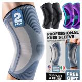 DR. BRACE ELITE Knee Brace with Size Stabilizer (2 Pack) Knee Brace for Women & Men, Workout, Sports, Daily Knee Compression Sleeve for Maximum Knee Pain Support & Fast Recovery (Uranus, XXX-Large)
