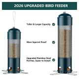 LCSEVEN Bird Feeders for Outdoors Squirrel Proof with Weight-Activated Perches, Hanging Bird Feeder for Outside, Metal Feeder for Wild Cardinal, Finch, Blue Jay, Chickadee, 3LB Seed Capacity, Green