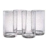 ARTLAND 17oz Highball Tumbler  Set of 4 | Iris Seeded Design  Clear | Drinking Glass for Parties and Everyday Use - Mojito  Whiskey  Cocktail | Glassware & Kitchenware Essentials