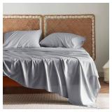Bedsure Full Size Bed Sheets, Cooling Sheets, Rayon Derived from Bamboo, Breathable & Soft, Deep Pocket Up to 16 Inches, Hotel Luxury Silky Bedding for Hot Sleepers, Silver Grey