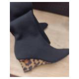 Ladies cheetah pattern heel boots size 6.5