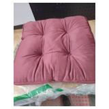 Red throw pillows approximately 16x16 in two pack