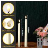 Reginary 48 Pcs Flameless Taper Candles with 4 Remote, Battery Operated Flickering Flameless Taper Candles 3D Wick Fire LED Faux Wax Lights for Wedding Christmas Holiday (Ivory,9.65 Inches)