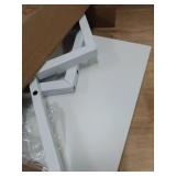 TEAMIX 24 inch Monitor Stand Riser, White Wood & Steel Computer Monitor Stand with Storage, Laptop, PC, Printer Stand Riser for Desktop Office Desk Organizers