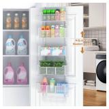 VyGrow Over The Door Organizer, Metal Door Organizer Hanging with 5 Adjustable Baskets and Coat Hook, Behind The Door Storage for Bedroom Closet Bathroom Pantry Cabinet Kitchen, White