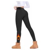 FULLSOFT Fleece Lined Leggings Women Tummy Control High Waisted Workout Winter Warm Soft Yoga Pants(Black,Large-X-Large)
