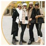 FULLSOFT Fleece Lined Leggings Women Tummy Control High Waisted Workout Winter Warm Soft Yoga Pants(Black,Large-X-Large)