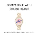 Mosonio Compatible with Samsung Galaxy Watch 5 Band/Samsung Galaxy Watch 4 Band, 20 mm Rose Gold Bling Galaxy Watch Band with 44 mm Cover Case, Jewelry Metal Wristband for Womenï¼Rose Gold,44 mmï
