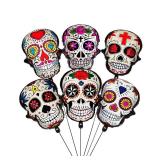6Pcs Sugar Skull Balloons Day of The Dead Foil Balloons for Halloween Dia De Los Muertos Celebrations Birthday Baby Shower Wedding Party Decor