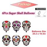 6Pcs Sugar Skull Balloons Day of The Dead Foil Balloons for Halloween Dia De Los Muertos Celebrations Birthday Baby Shower Wedding Party Decor