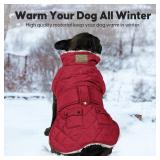 KYEESE Dog Coat Thick Pets Clothes with Pocket Waterproof Dogs Jacket with Fleece Lined Windproof Dog Coats for Small Dogs Soft Pet Sweater for Cold Weather Warm Pet Winter Puffer Coat with Leash Hole