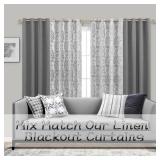 Mrs.Naturall 90 Inch Curtains Long,50% Blackout Black Out Boho Pattern Grommet Curtain Drapes for Living Room,Grey