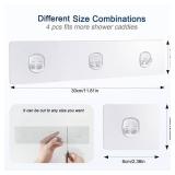 ORD OF SP Shower Caddy Adhesive Replacement, 4 Pack Strong Adhesive Shower Hooks, Water-Proof Shower Adhesive Strips, No Drilling for Corner Shelf Basket, Bathroom Storage Shelves and Kitchen Racks
