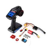 RCAWD 4 Channel RC Transmitter Receiver & 2840 Brushless Motor 5000KV & 35A ESC & 40CrMo Pinion Gear Set & Motor Mount & Adapter Cable RC Controller for Losi n & ARRMA Typhon Granite Mojave Grom