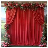 ESGOTBME 10x12ft Wrinkle Free Red Backdrop Curtain for Parties Soft Fabric Drapes Wedding Curtain Backdrop for Birthday Party Decorations Background for Photography 5x12ft, 2 Panels
