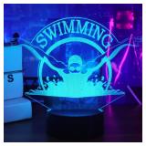 OkiyiD Swimming Gifts for Boys Girls, 3D Illusion Lamp, 3D Swimming Night Light with 16 Colors Remote and Touch Control, Swimmer Natator Decor for Kids Room, Girls Birthday Gifts