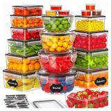 42 PCS Food Storage Containers with Lids (21 Containers & 21 Lids) - Reusable Plastic Food Containers for Kitchen Storage and Organization BPA-Free Leakproof Meal Prep Container with Labels & Pen
