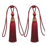 EleCharm 1 Pair Simple Elegant Curtain Cord Tie Drape Holdback Bedroom Curtain Buckle (Wine Red)