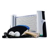 Franklin Sports Portable Ping Pong Net Set - Adjustable Size Table Tennis Net with Paddles + Balls - Easy Attach Ping Pong Net - Anywhere Table Tennis