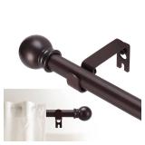GXOACKJ Curtain Rods for windows 66-120 inch, 5/8 inch Decorative Brown Splicing Heavy Duty Metal Curtain Rod set with Brackets