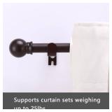 GXOACKJ Curtain Rods for windows 66-120 inch, 5/8 inch Decorative Brown Splicing Heavy Duty Metal Curtain Rod set with Brackets