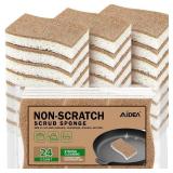 AIDEA Sponges Non Scratch, 24Count, Natural Sponge for Non Stick Cookware, Sponges Kitchen, Cellulose Scrub Sponge for Dishes, Cleaning Power for Kitchen, Bathroom, Household (Missing One)