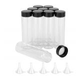 Kesell 10 Pack 40ml Vial Clear Glass Sample Bottles Empty Reusable Liquid Vials with Plastic Screw Cap and 5 Funnels
