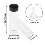 Kesell 10 Pack 40ml Vial Clear Glass Sample Bottles Empty Reusable Liquid Vials with Plastic Screw Cap and 5 Funnels