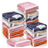Kingdder 16 Pcs Clear Zippered Storage Bags Plastic Sweater Bags with Zipper 10 x 10 x 2.5 Inch Vinyl Sheet Organizer and Storage for Clothing Blankets Sheet Linen Bed Pillow Cube Organizer