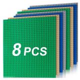 Husfunov 4 Pack Classic Baseplates, Building Plates for Building Bricks, Compatible with All Major Brands and Activity Table-Baseplate 10\" x 10\", Age 3 and up, Multicolored