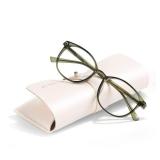 FONHCOO Blue Light Blocking Glasses Women Men Computer Eyeglasses,TR90 Fashion Round Transparent Anti Blue Light Glasses with Anti Eyestrain & UV Glare for Gaming & Reading (Green)